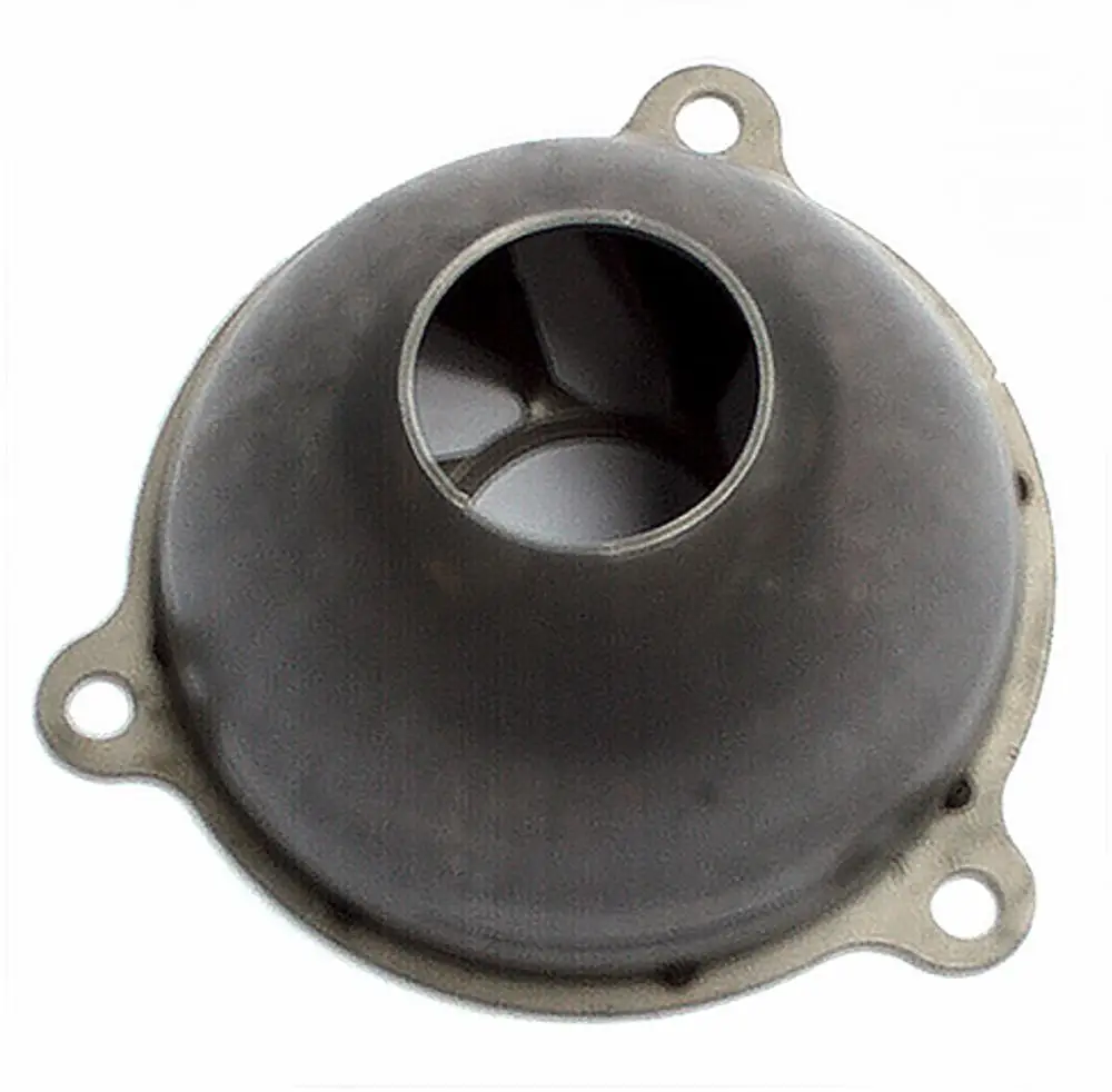 Luftdüse aus Metall von Daikin mit konischer Form und zentralem Durchlass, geeignet für bestimmte Heizsysteme. Steckanschluss und Befestigungsöffnungen sind sichtbar.
